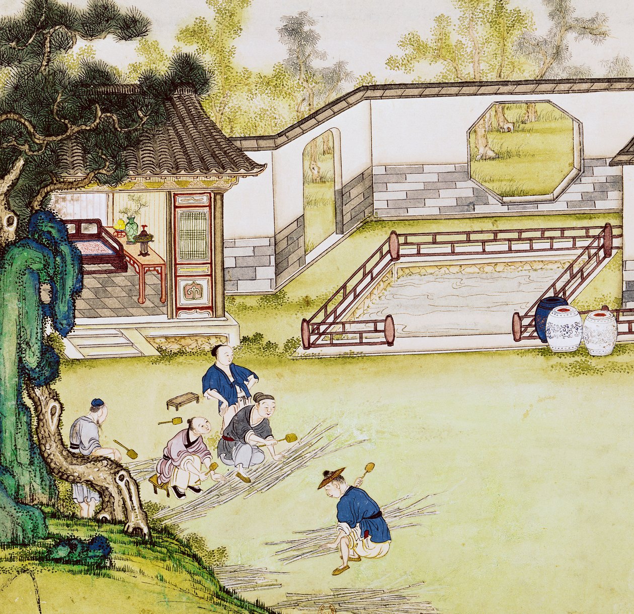 Bambusz gyűjtése papír készítéséhez alkotó: Japanese School