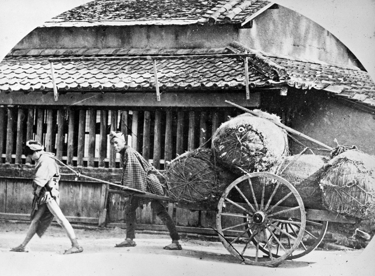 Kézzel rajzolt kocsi, Japán, 1860-as évek körül alkotó: Japanese Photographer