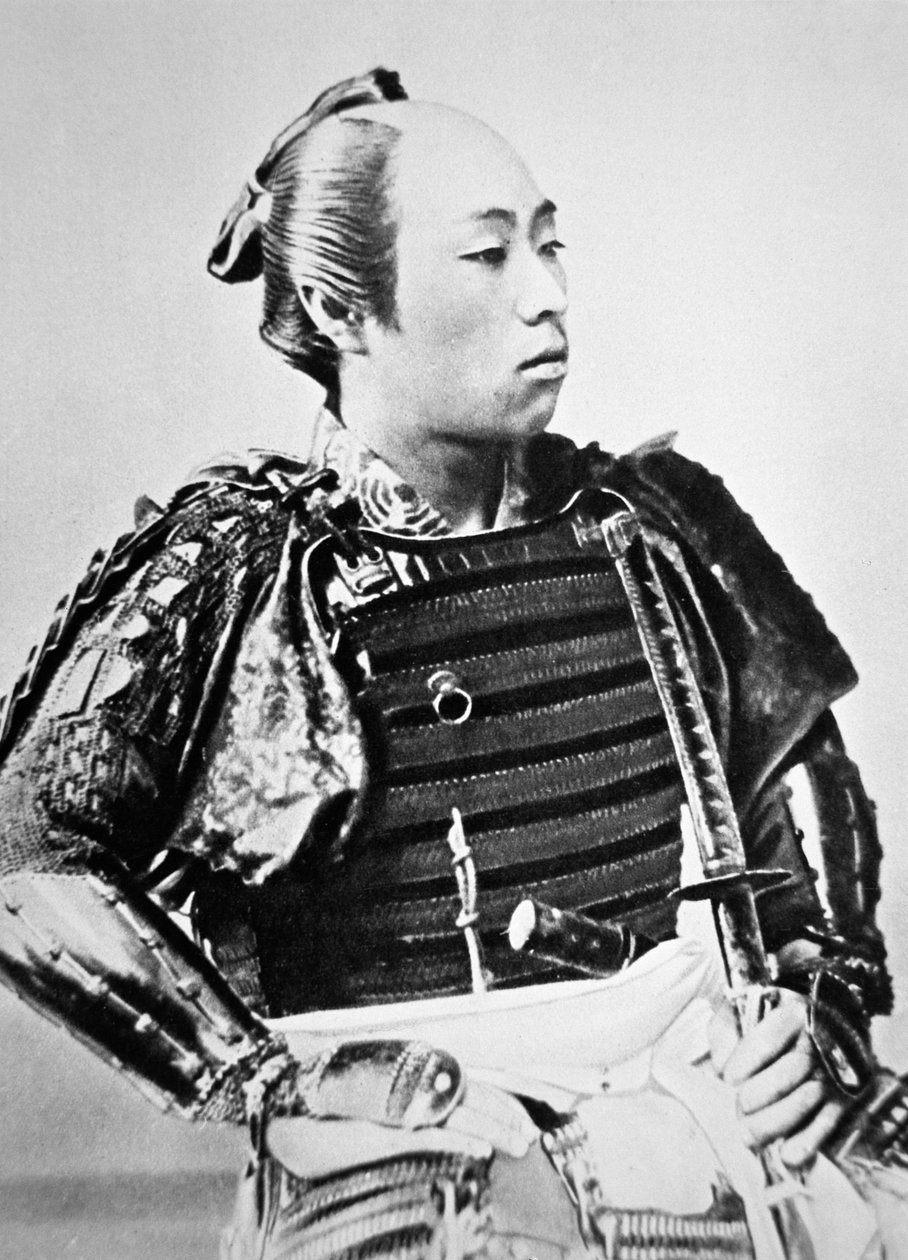 A régi japán szamuráj hagyományos frizurával (f/w fotó) alkotó: Japanese Photographer