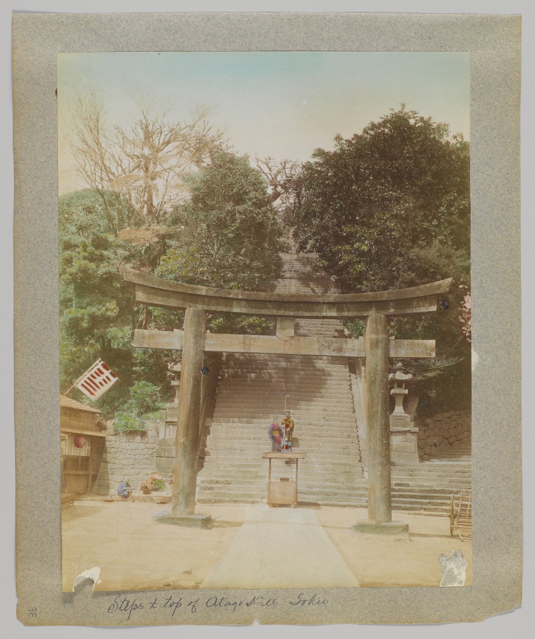 Lépések az Atago-hegy tetejére, Tokió, Japán (kézzel színezett fekete-fehér fotó) alkotó: Japanese Photographer
