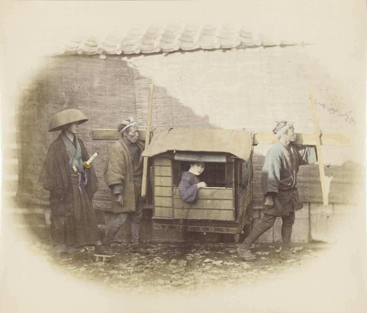 Nő norimonóban (kézzel festett fekete-fehér fotó) alkotó: Japanese Photographer