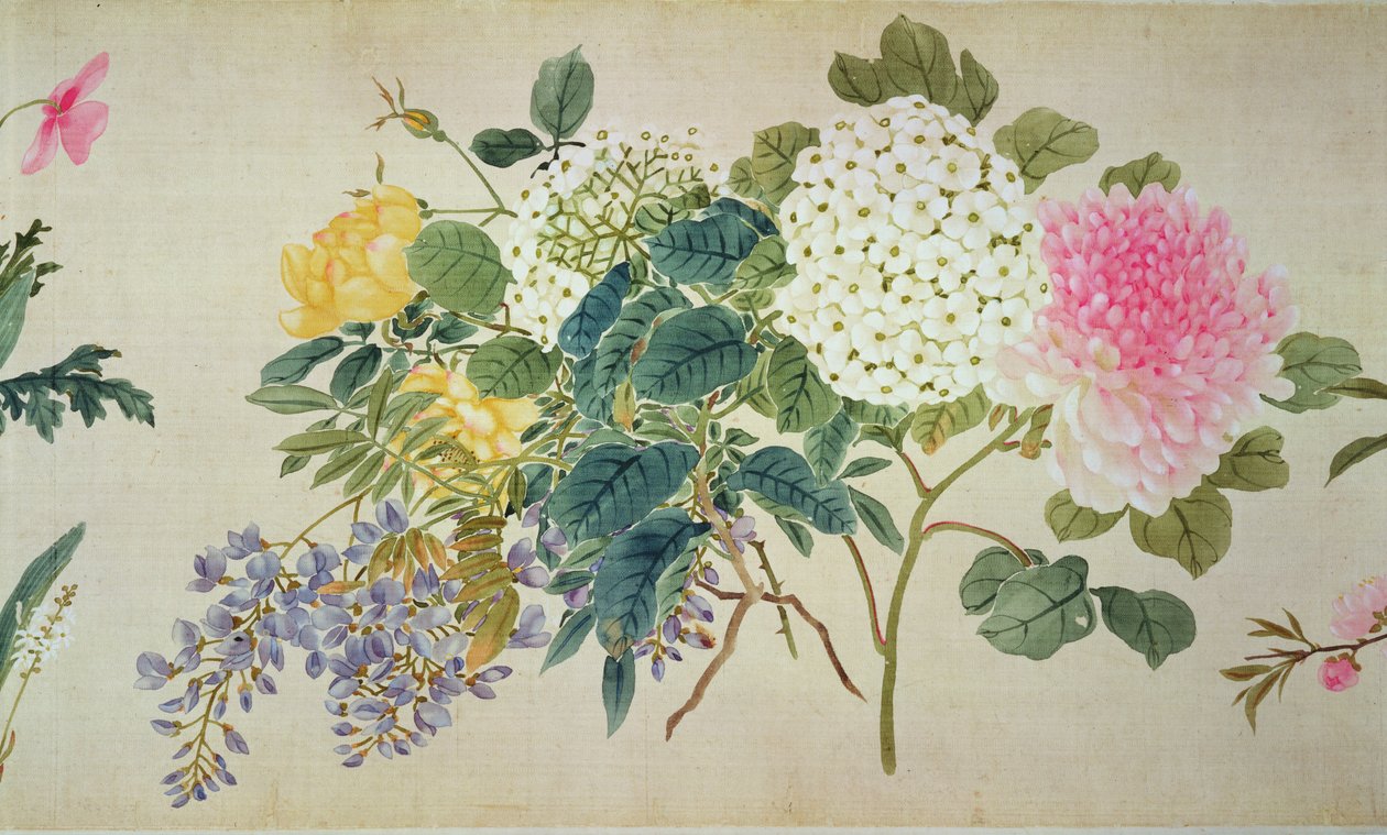Phlox és más virágok botanikai vizsgálata (wc selyemen) alkotó: Japanese School