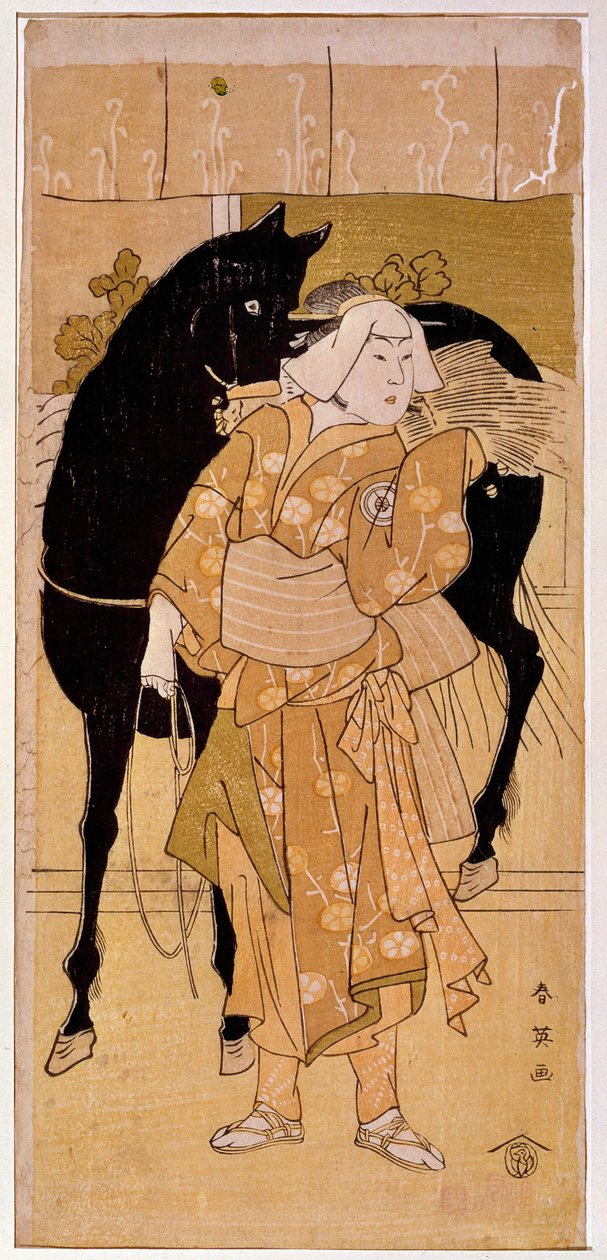 Egy parasztot és lovát előadó színész a XIX. századi japán lenyomatát. Párizs, Guimet Múzeum, Ázsiai Művészeti Nemzeti Múzeum alkotó: Japanese School