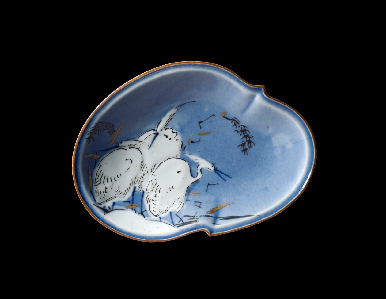 Arita edény, 1730-40 körül (porcelán, kék és arany-ezüst mázzal) alkotó: Japanese School
