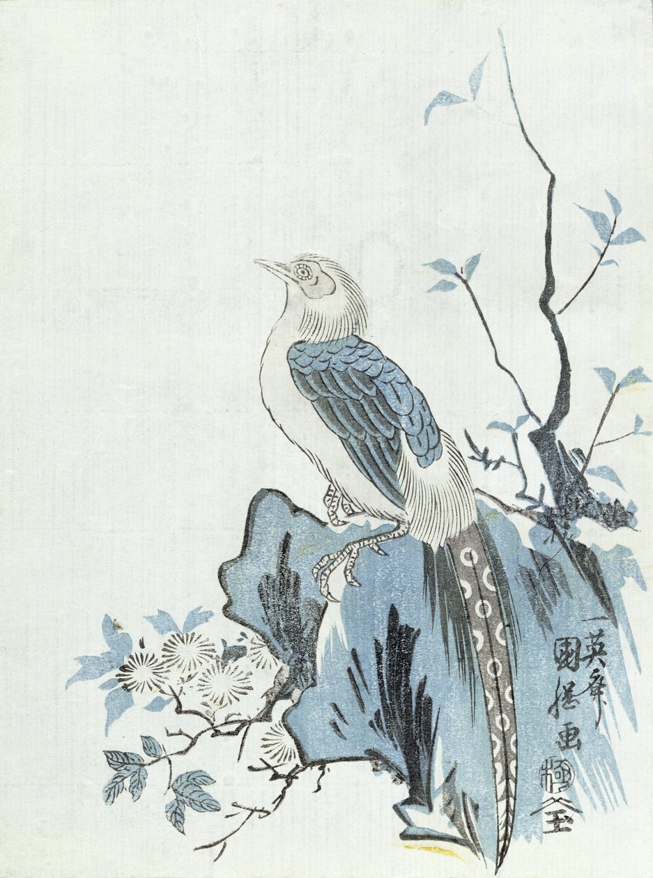 Madár a sziklán (fatömb nyomat) alkotó: Japanese School