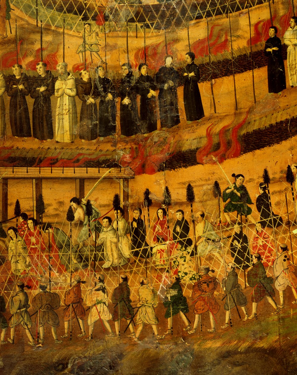 Részlet A jezsuiták vértanúságából Japánban 1622-ben (akvarell papíron) alkotó: Japanese School