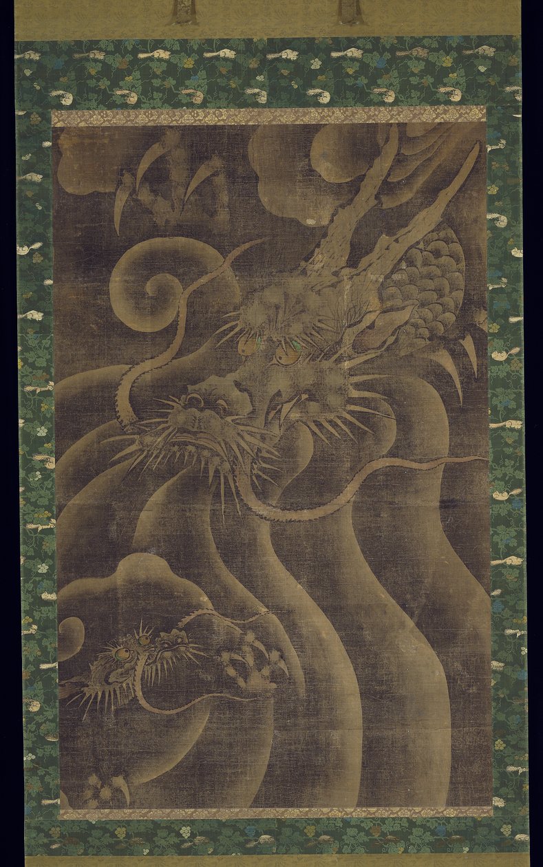Sárkány (tinta és szín selyemen) alkotó: Japanese School