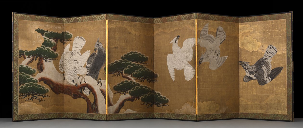 Sasok és fenyőfa alkotó: Japanese School