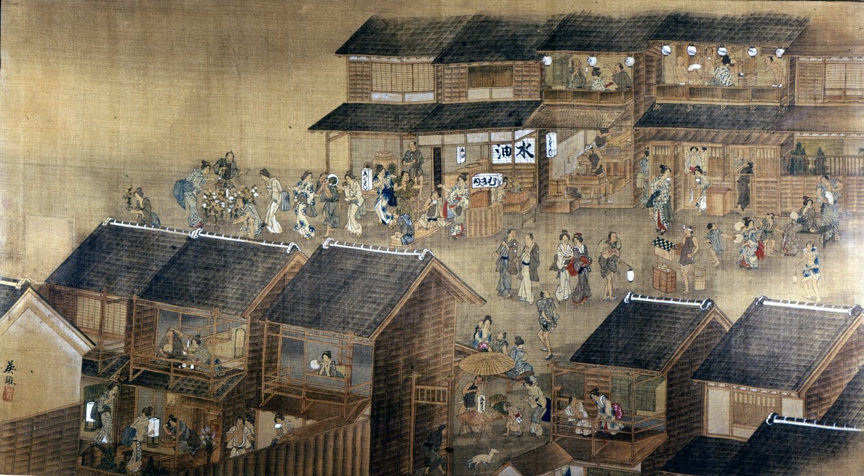 Edo by Night (tinta és színezés papíron) alkotó: Japanese School