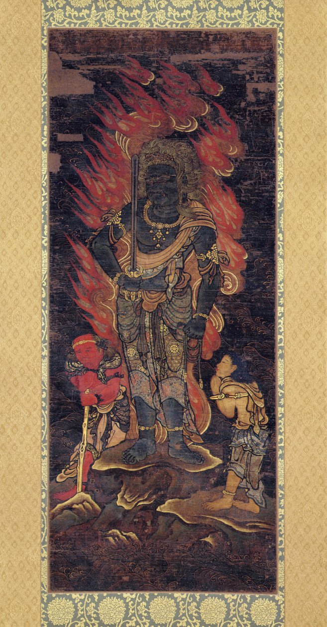 Fudo Myoo and Two Attendent (tinta és szín selyemen) alkotó: Japanese School
