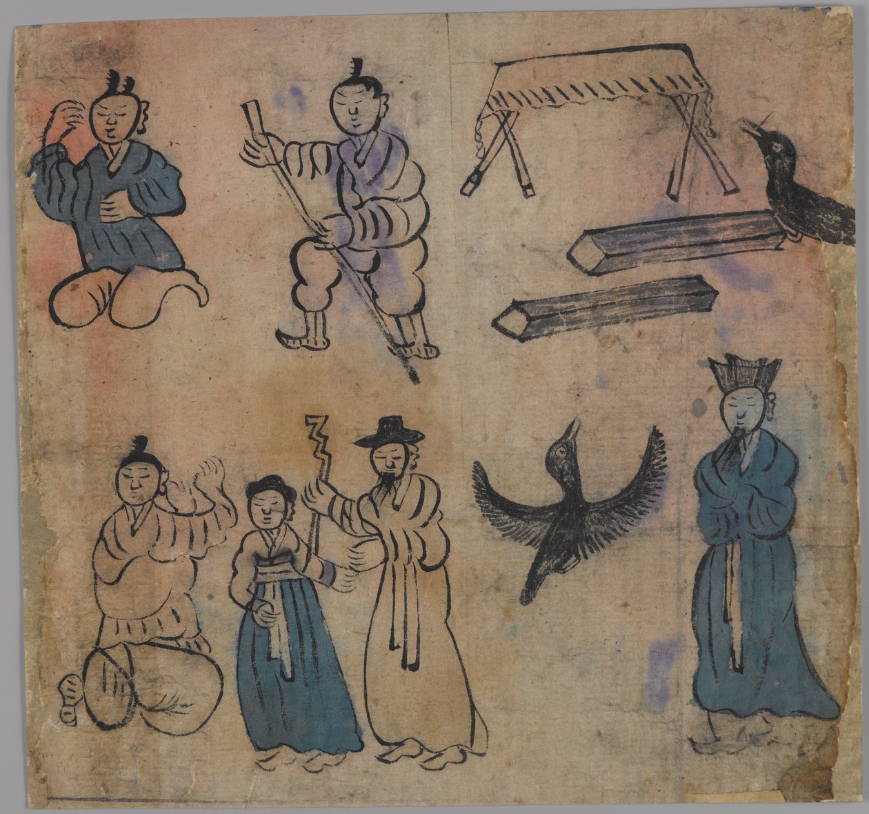 Műfaji jelenet, a négy egyike (tinta és színes papíron) (lásd még: 861303-6) alkotó: Japanese School
