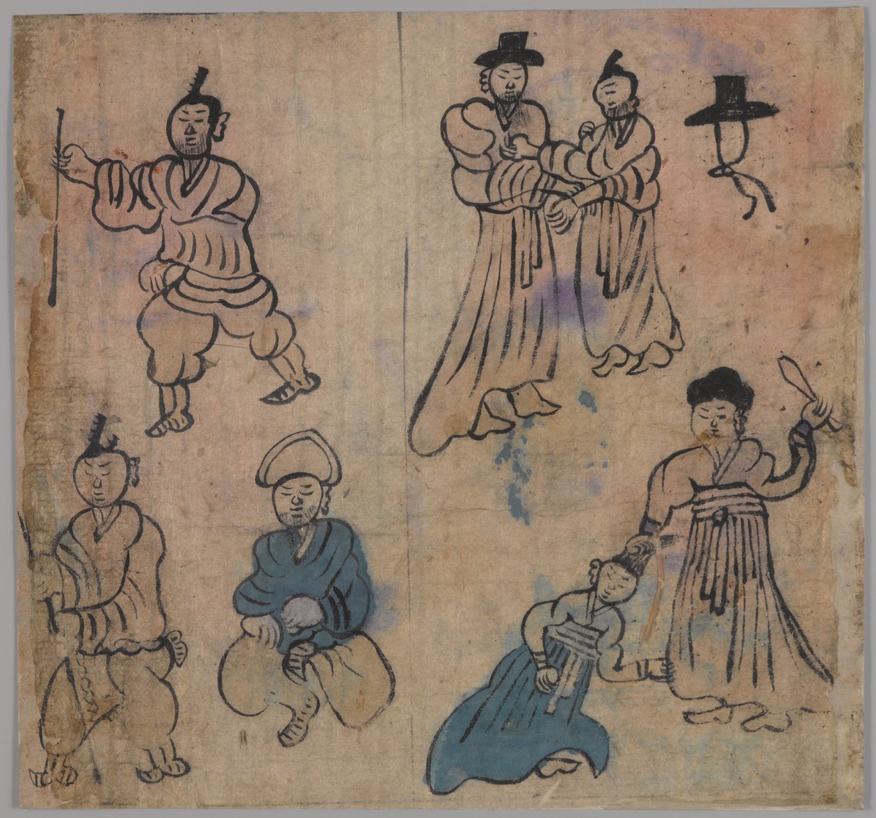 Műfaji jelenet, a négy egyike (tinta és színes papíron) (lásd még: 861303-6) alkotó: Japanese School