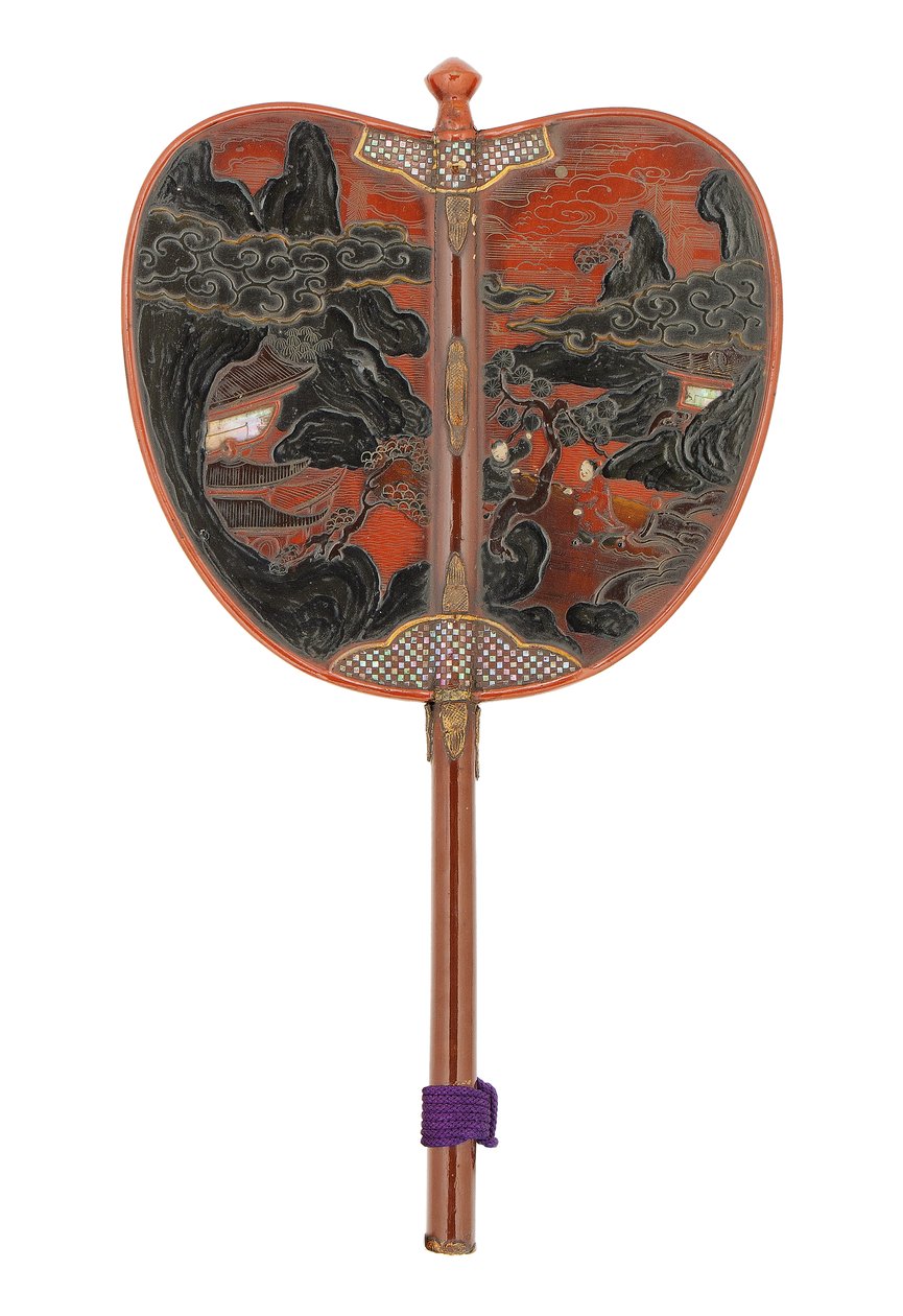 Gunbai, háborúrajongó, Edo-korszak (gyöngyház vörös lakk alapon) alkotó: Japanese School