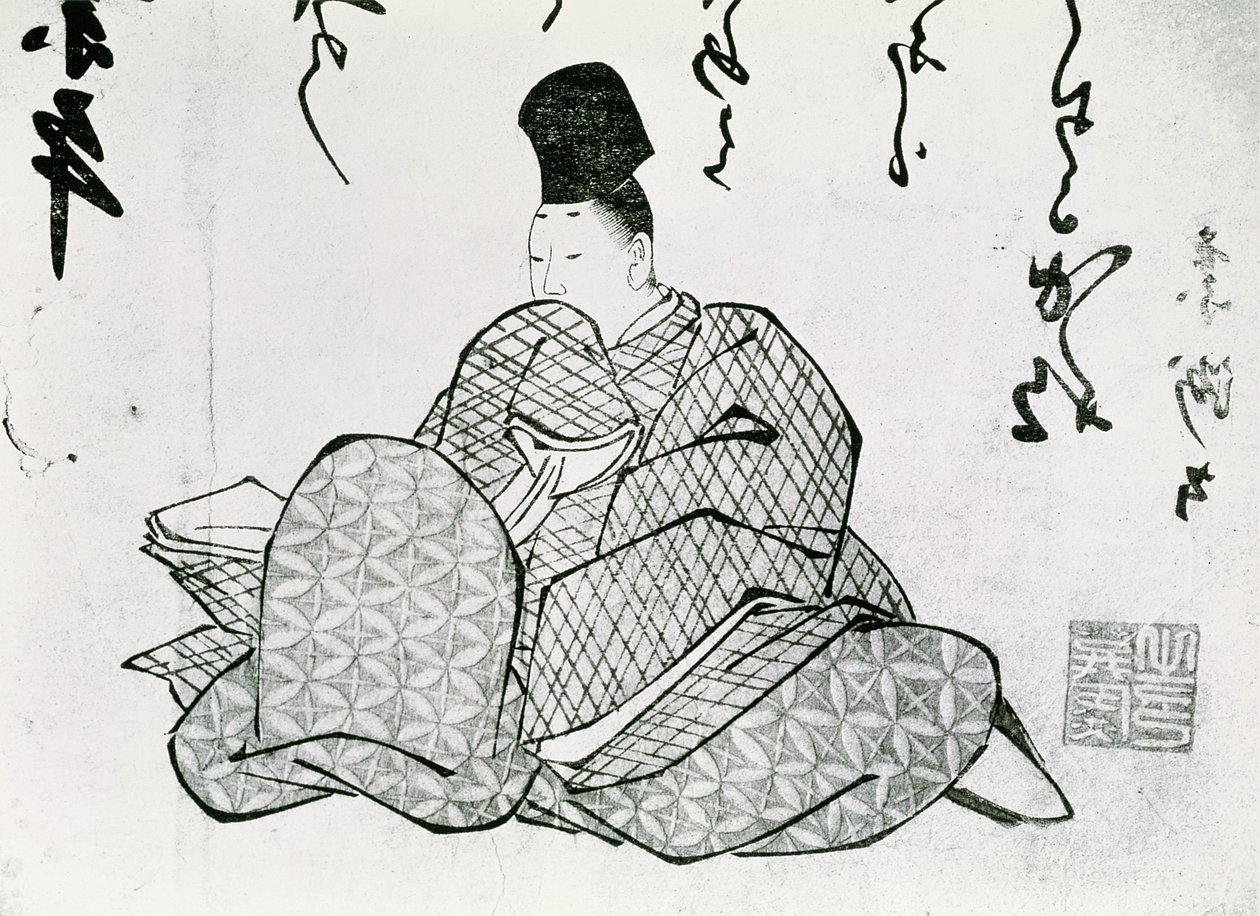 Egy Monogatari hőse, Ariwara no Narimira (825-880) 17.-19. század (fatömbnyomat) alkotó: Japanese School