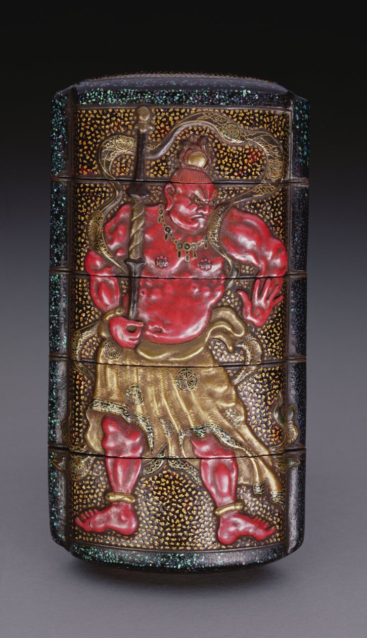 Nio-val díszített inro, Edo korszak (1615-1868) japán (lakk) alkotó: Japanese School