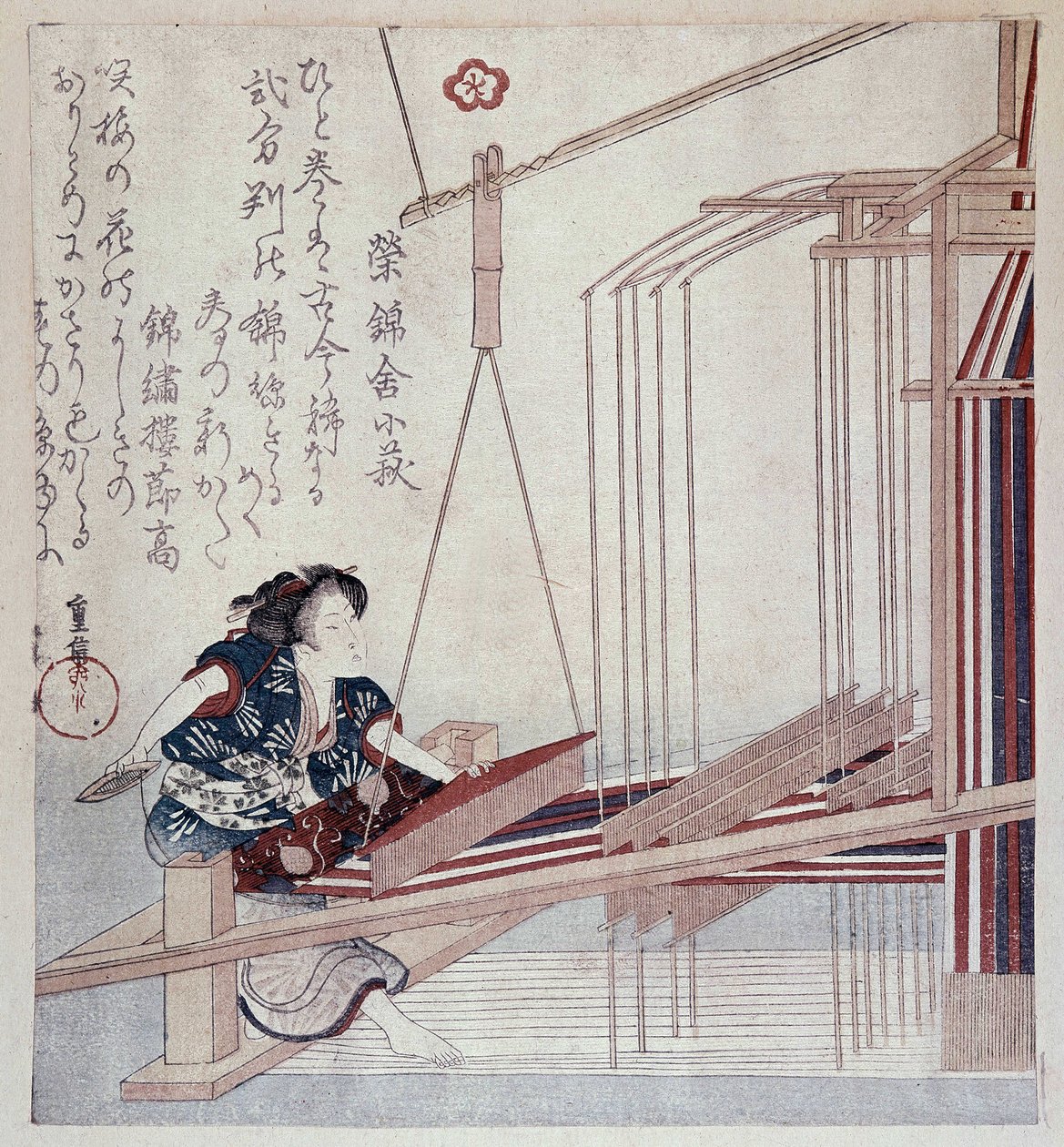 Japán szövőszék, 19. század végi nyomat alkotó: Japanese School