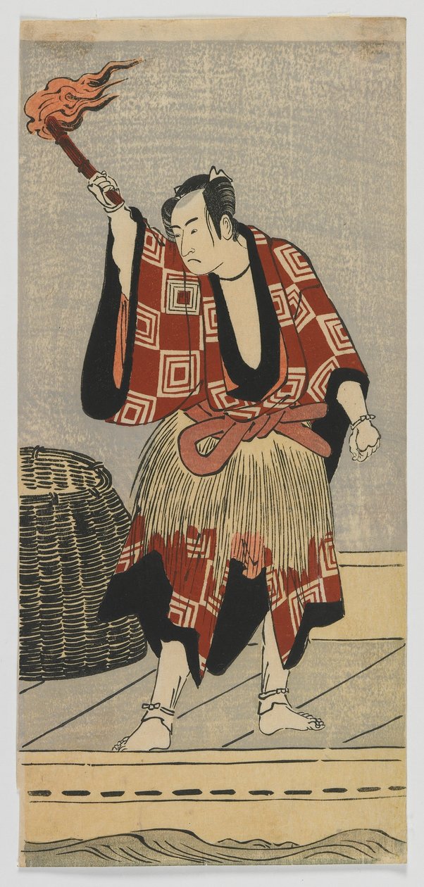 Kabuki színész, Ichikawa Monnosuke II, mint halász, Edo-korszak, 1780-as évek vége vagy 1790-es évek eleje (színes fatömbnyomat) alkotó: Japanese School