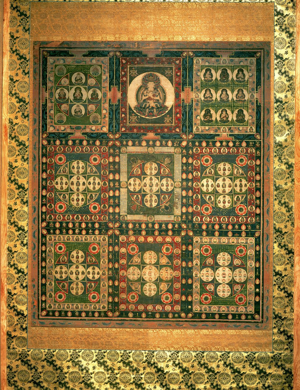 Kongo-kai Mandara, Kamakara korszak (átlátszatlan wc, tinta és arany a selyemen) (lásd még: 203663) alkotó: Japanese School