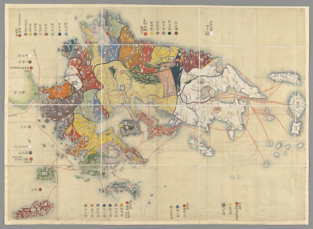 Japán Kyushu szigetének térképe alkotó: Japanese School