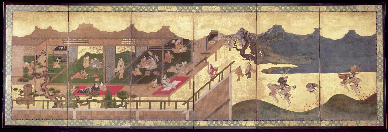 Vidámság (tinta, szín és aranylevél papíron) alkotó: Japanese School