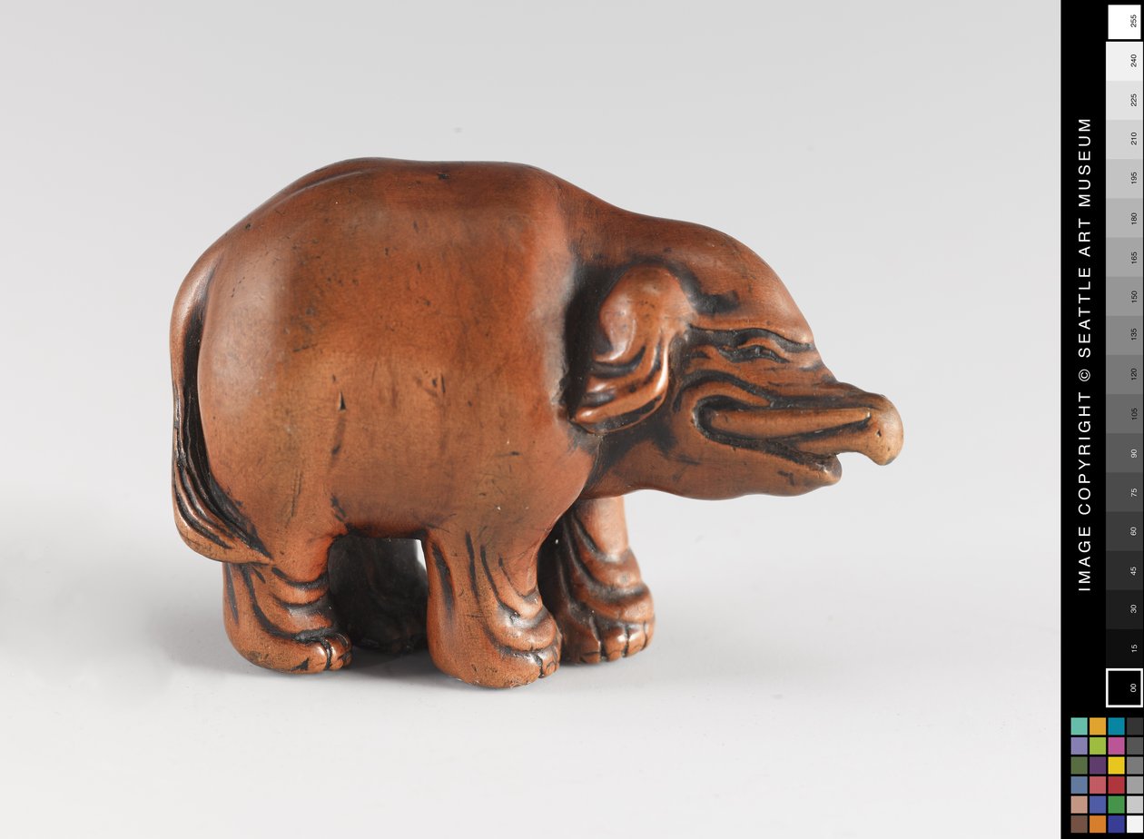 Netsuke elefántnak mintázva, XVIII-XIX alkotó: Japanese School