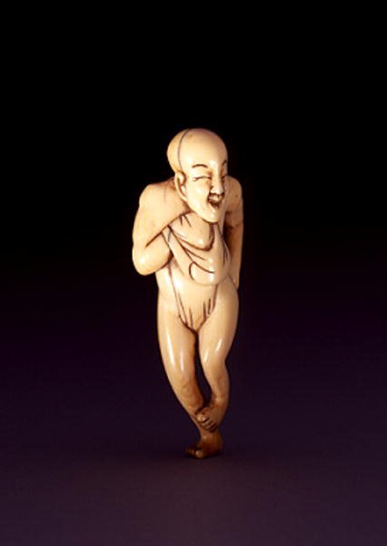 Netsuke lóarcú, kupolafejű férfi, valószínűleg Oszaka, 1800-20 körül (elefántcsont) (lásd még 193635) alkotó: Japanese School
