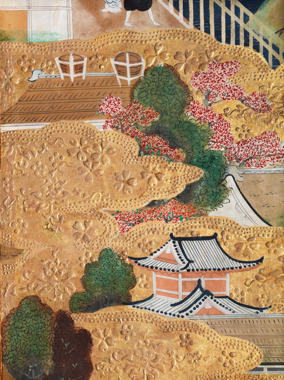 Osakazu Byobu - japán nyolctáblás hajtogatott paraván (festmény) alkotó: Japanese School