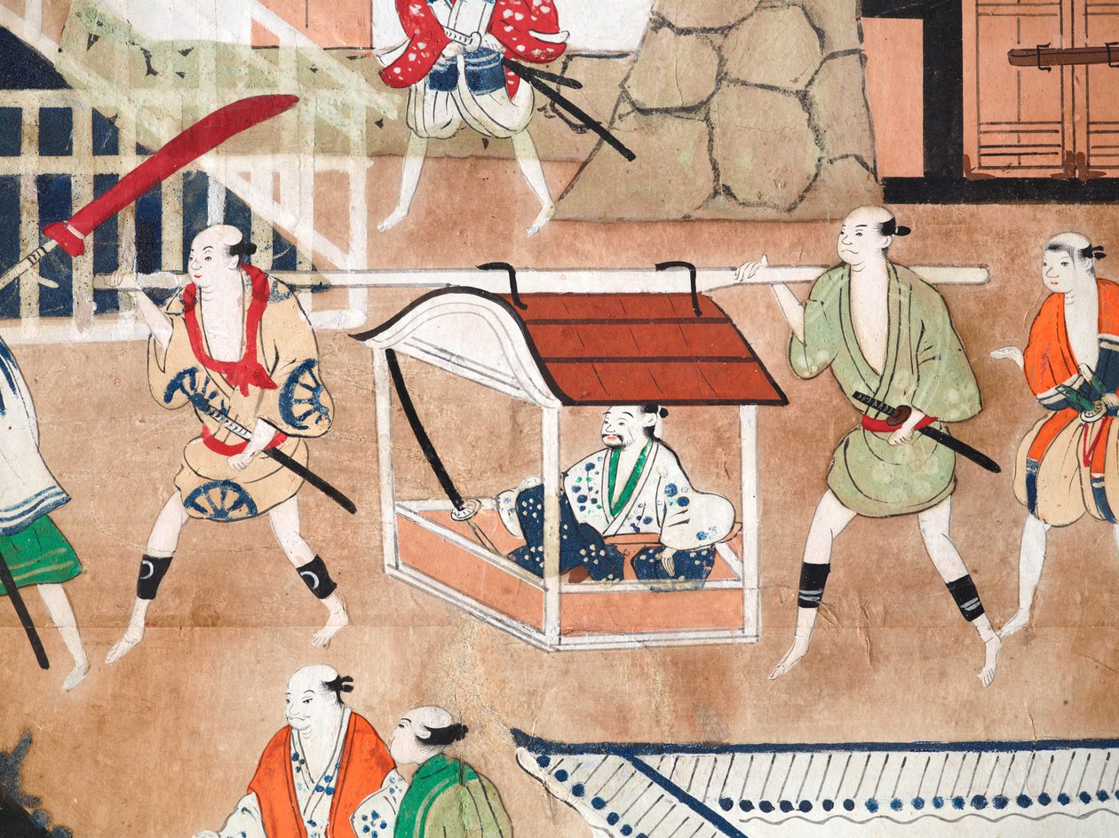 Osakazu Byobu - japán nyolctáblás hajtogatott paraván (festmény) alkotó: Japanese School