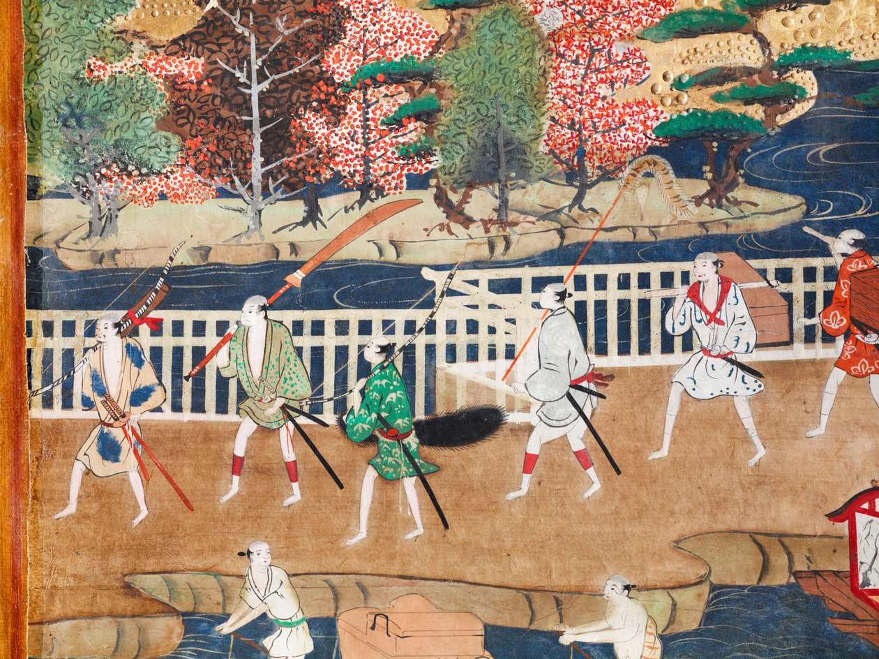 Osakazu Byobu - japán nyolctáblás hajtogatott paraván (festmény) alkotó: Japanese School