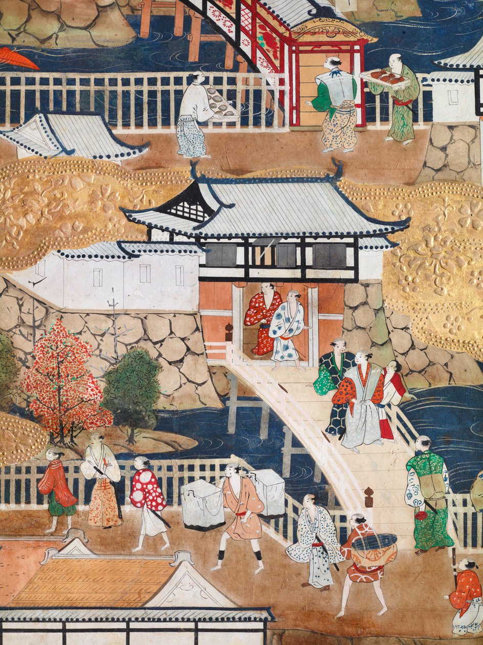 Osakazu Byobu - japán nyolctáblás hajtogatott paraván (festmény) alkotó: Japanese School