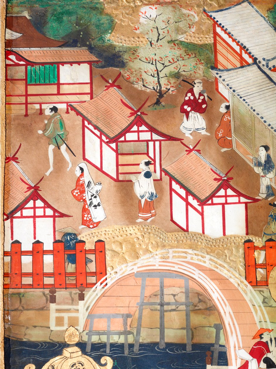 Osakazu Byobu - japán nyolctáblás hajtogatott paraván (festmény) alkotó: Japanese School