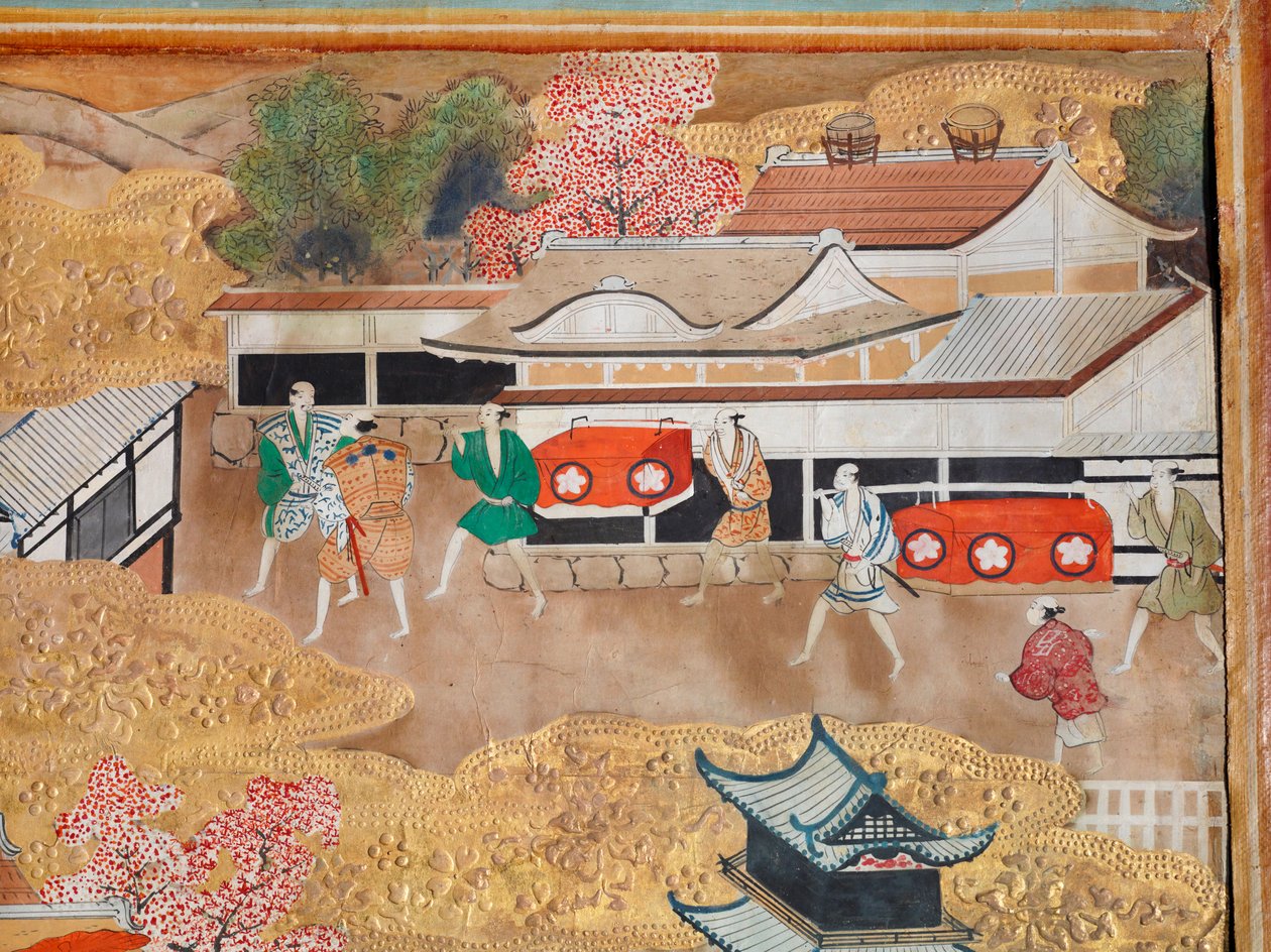 Osakazu Byobu - japán nyolctáblás hajtogatott paraván (festmény) alkotó: Japanese School