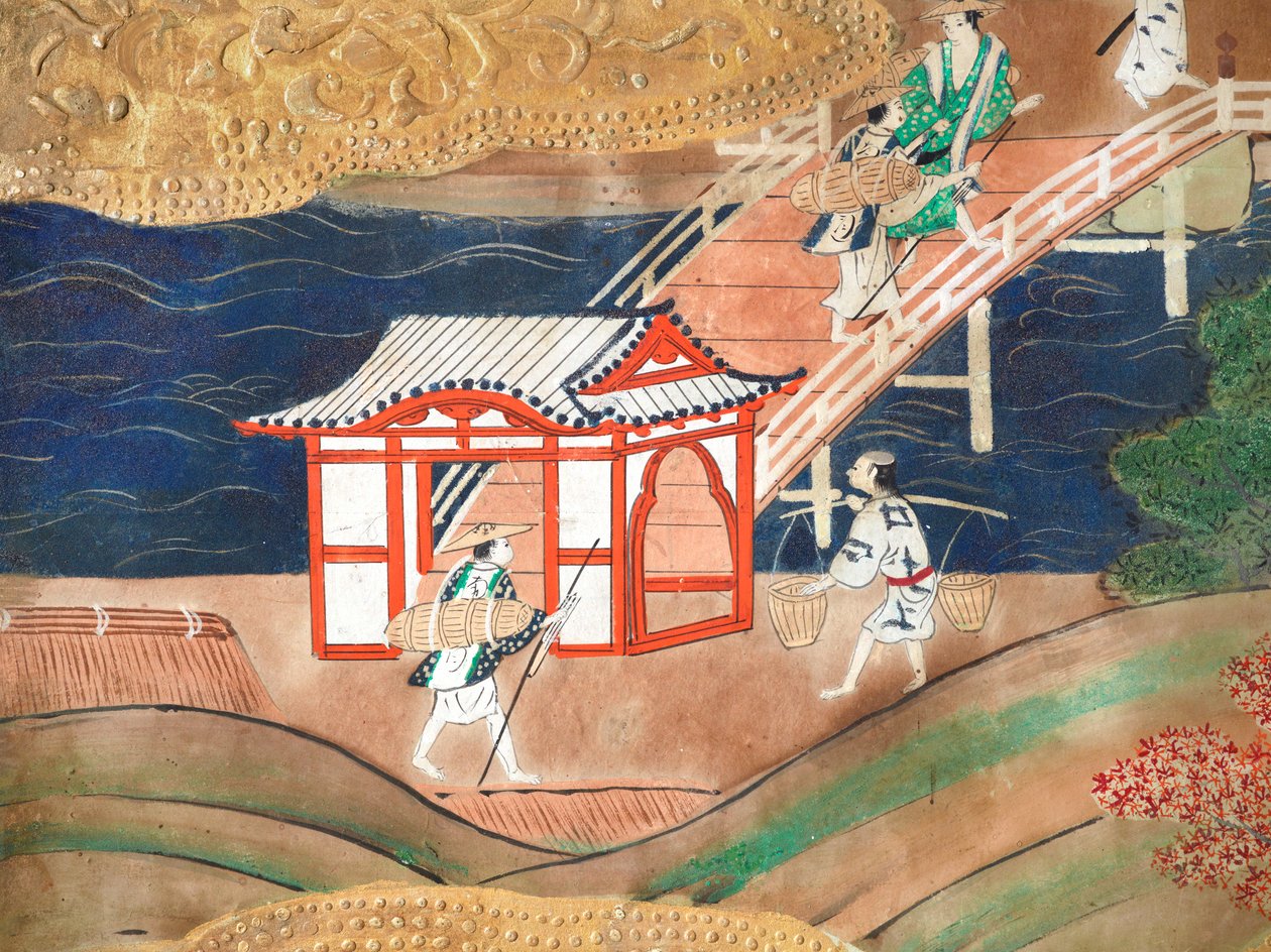 Osakazu Byobu - japán nyolctáblás hajtogatott paraván (festmény) alkotó: Japanese School