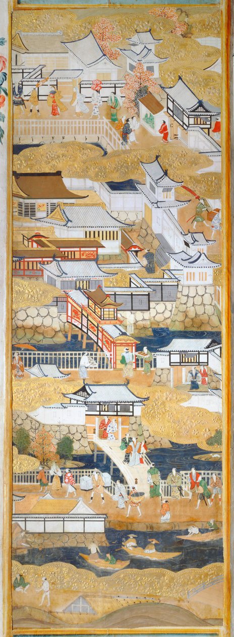 Osakazu Byobu - japán nyolctáblás hajtogatott paraván (festmény) alkotó: Japanese School