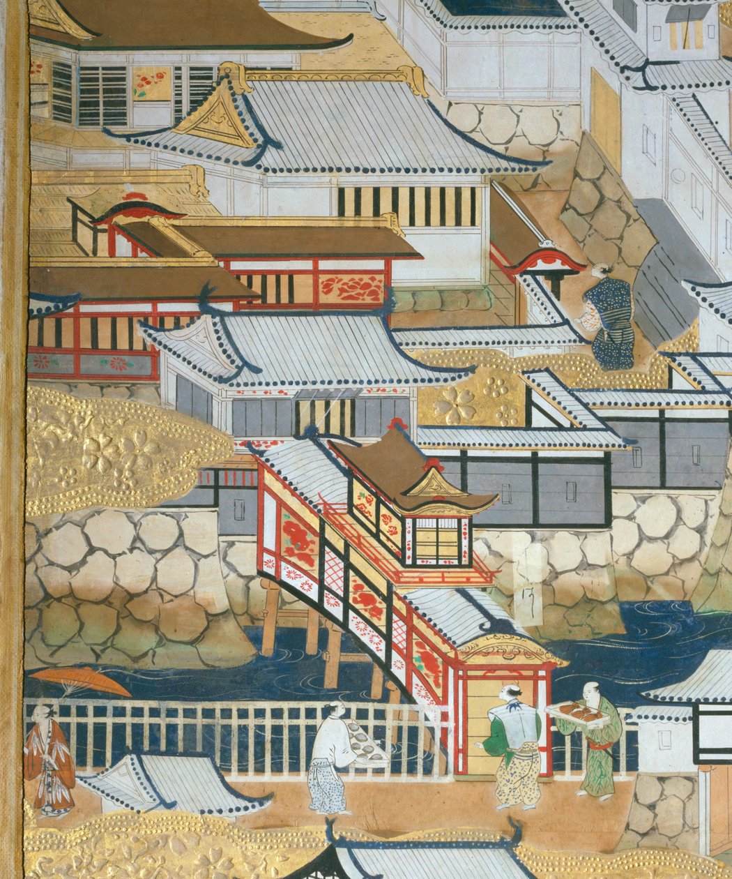 Osakazu Byobu - japán nyolctáblás hajtogatott paraván (festmény) alkotó: Japanese School