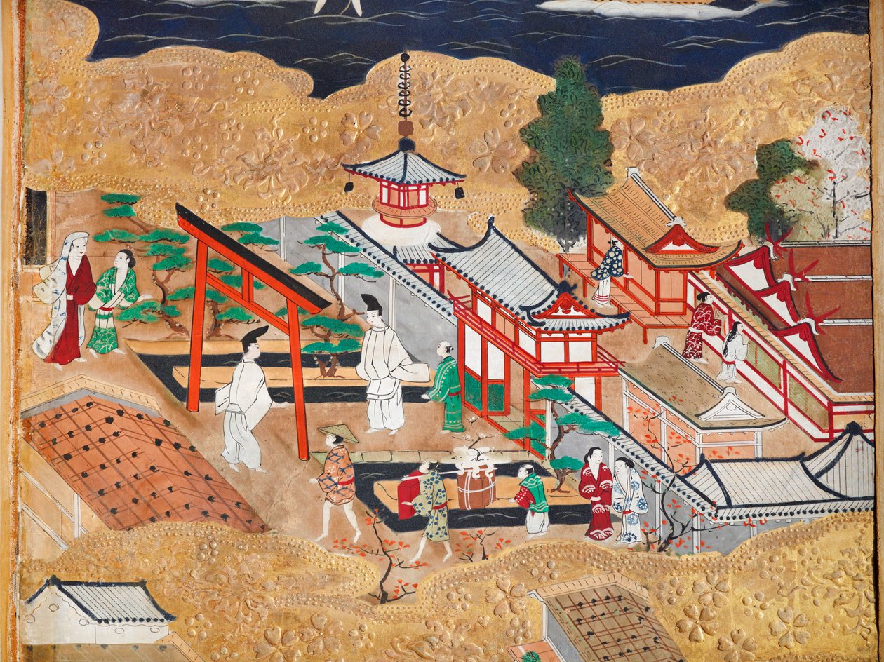 Osakazu Byobu - japán nyolctáblás hajtogatott paraván (festmény) alkotó: Japanese School