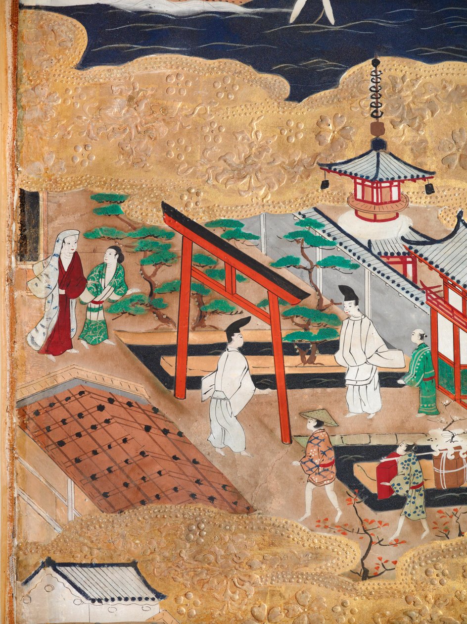 Osakazu Byobu - japán nyolctáblás hajtogatott paraván (festmény) alkotó: Japanese School