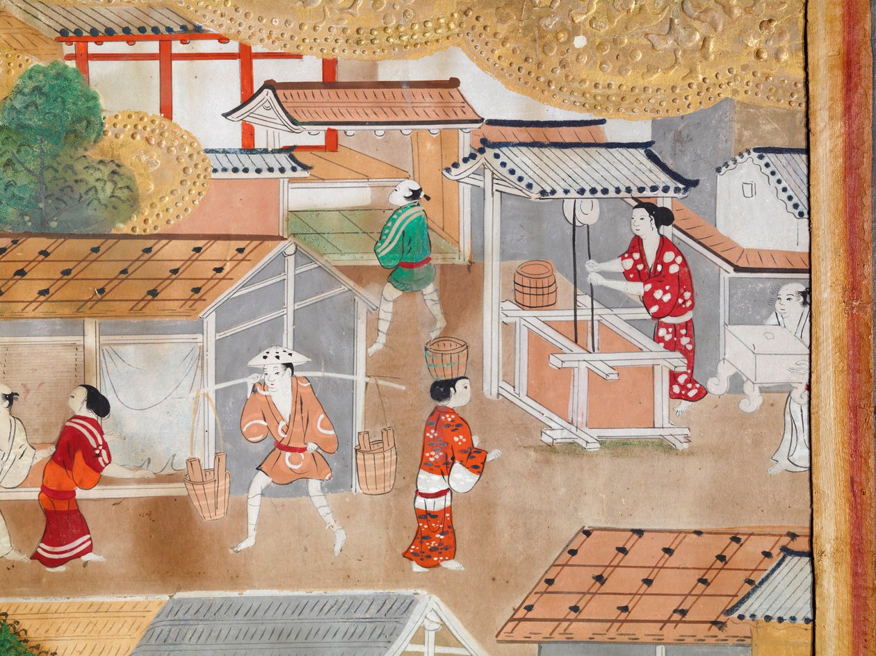 Osakazu Byobu - japán nyolctáblás hajtogatott paraván (festmény) alkotó: Japanese School
