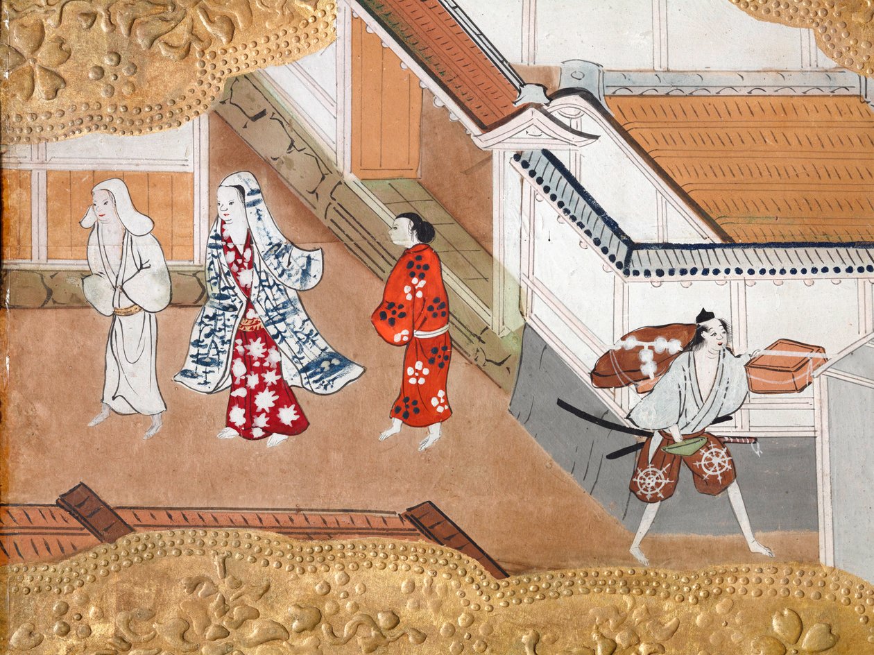 Osakazu Byobu - japán nyolctáblás hajtogatott paraván (festmény) alkotó: Japanese School