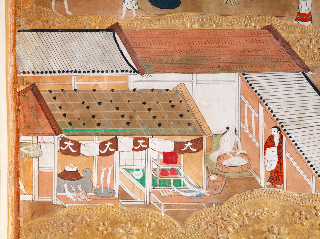 Osakazu Byobu - japán nyolctáblás hajtogatott paraván (festmény) alkotó: Japanese School