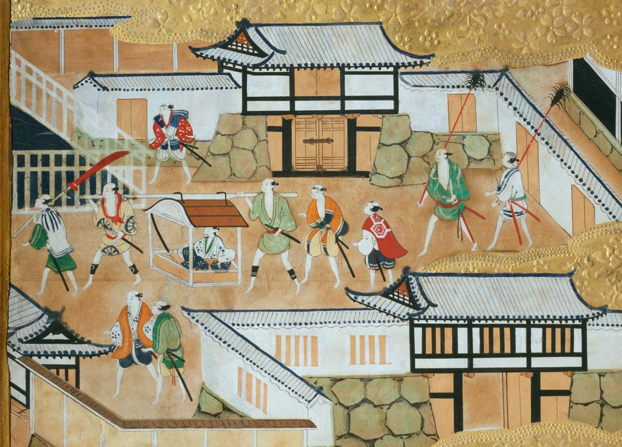 Osakazu Byobu - japán nyolctáblás hajtogatott paraván (festmény) alkotó: Japanese School
