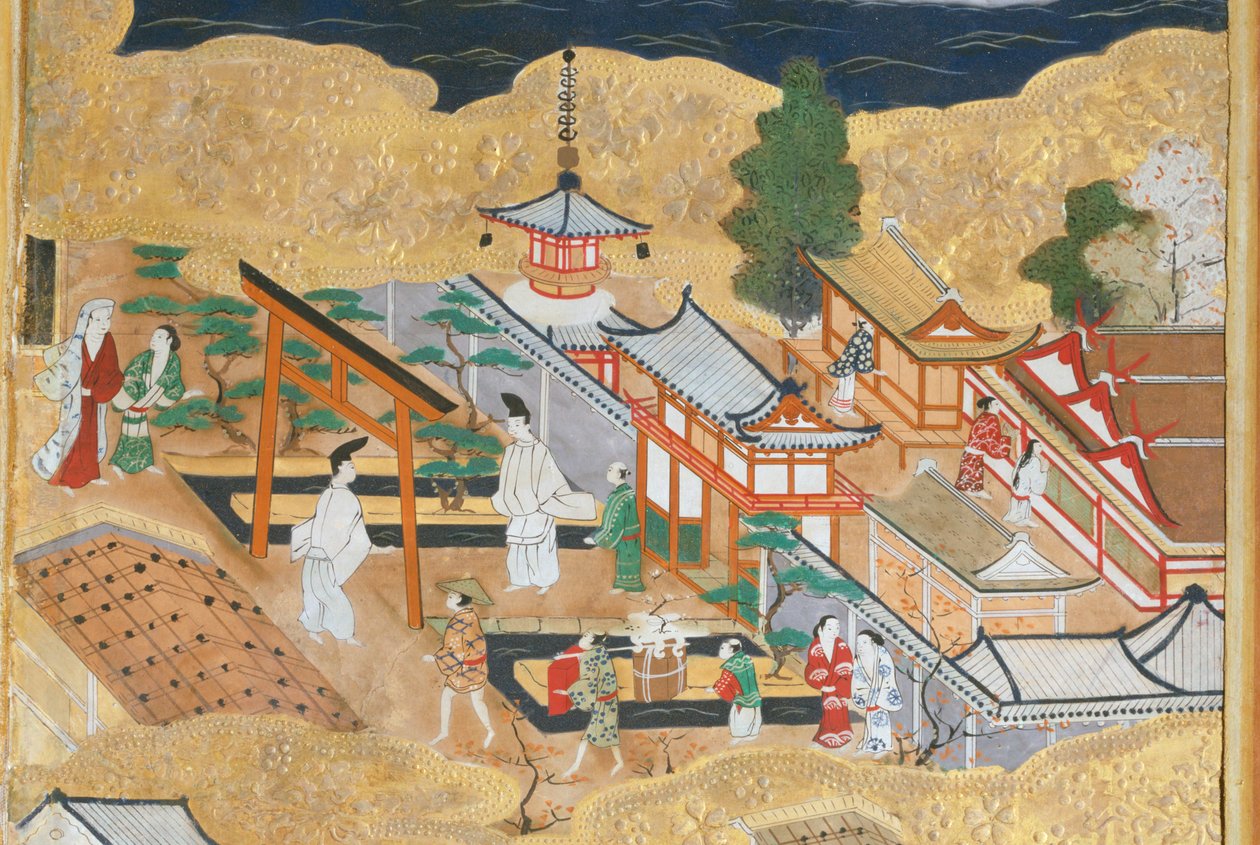 Osakazu Byobu - japán nyolctáblás hajtogatott paraván (festmény) alkotó: Japanese School