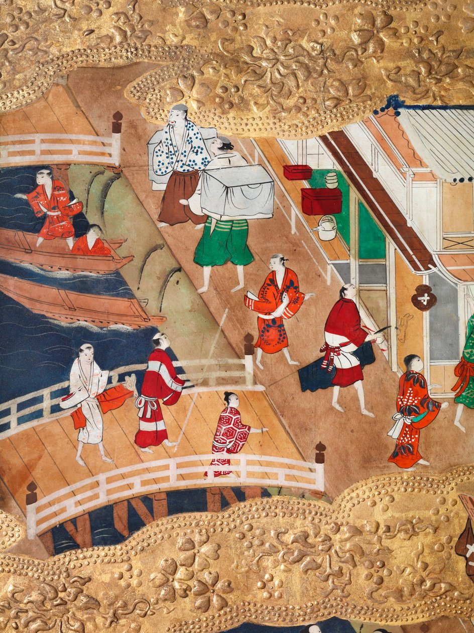 Osakazu Byobu - japán nyolctáblás hajtogatott paraván (festmény) alkotó: Japanese School