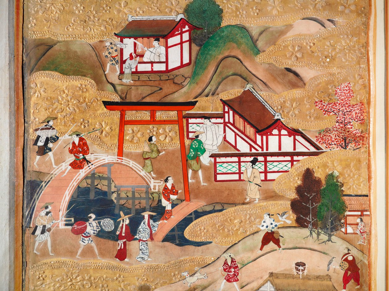 Osakazu Byobu - japán nyolctáblás hajtogatott paraván (festmény) alkotó: Japanese School