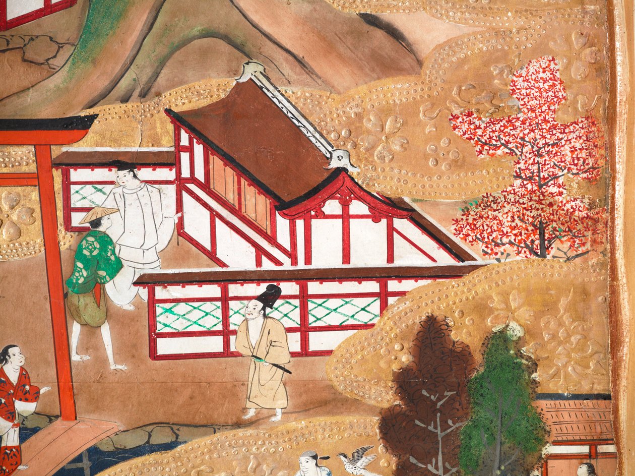 Osakazu Byobu - japán nyolctáblás hajtogatott paraván (festmény) alkotó: Japanese School