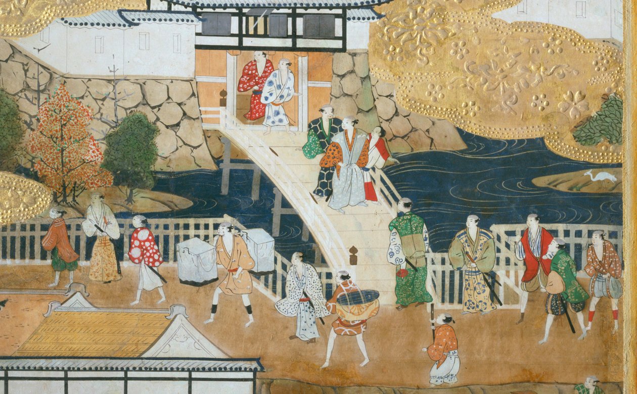 Osakazu Byobu - japán nyolctáblás hajtogatott paraván (festmény) alkotó: Japanese School