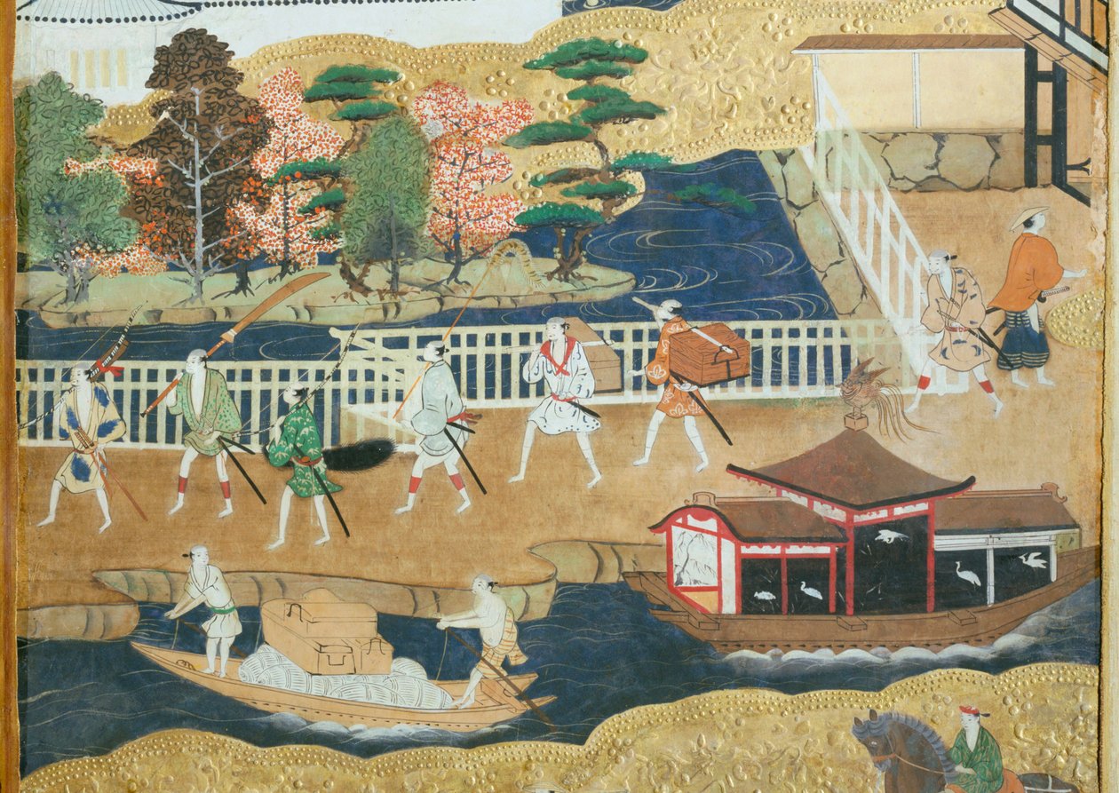 Osakazu Byobu - japán nyolctáblás hajtogatott paraván (festmény) alkotó: Japanese School
