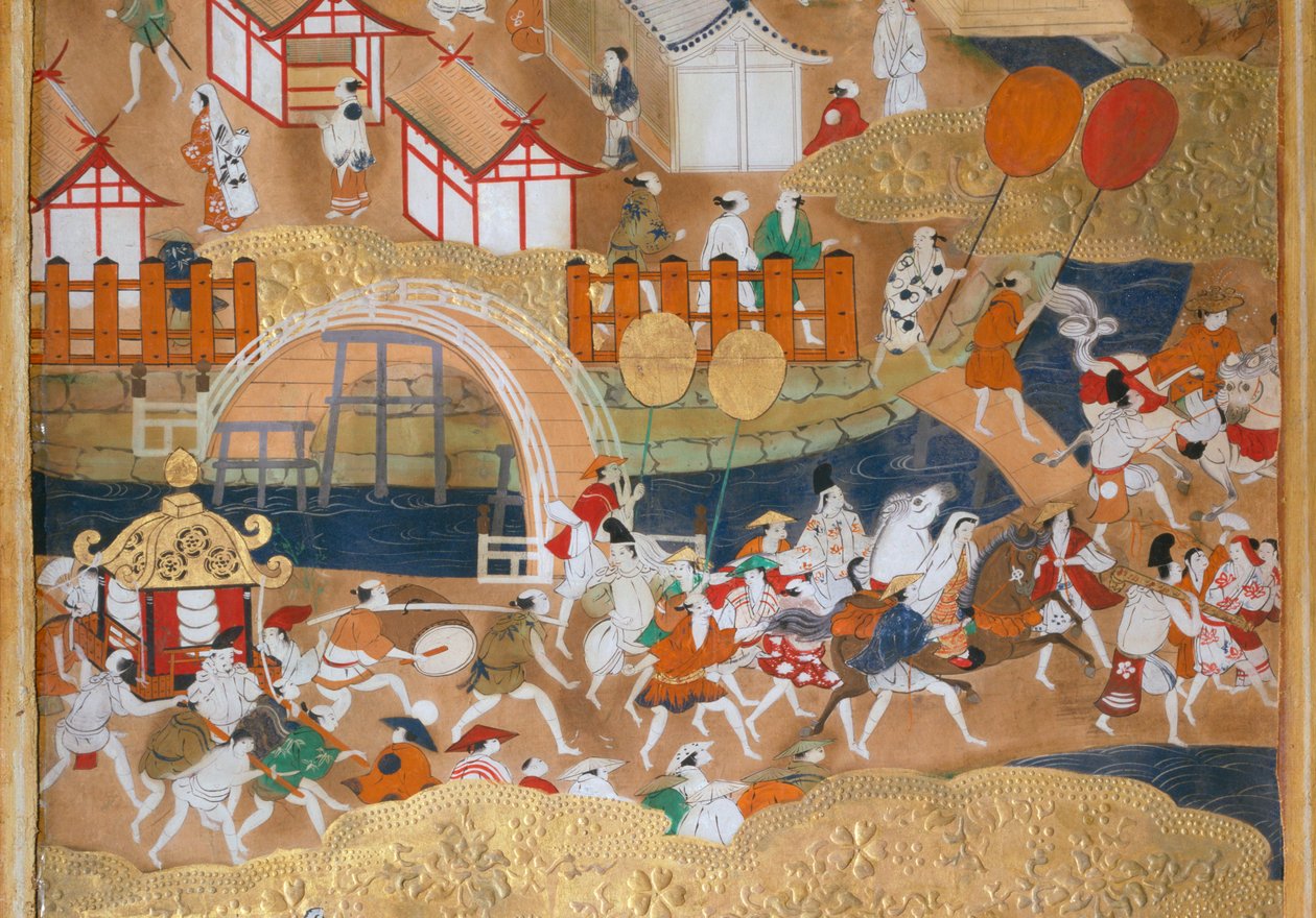 Osakazu Byobu - japán nyolctáblás hajtogatott paraván (festmény) alkotó: Japanese School