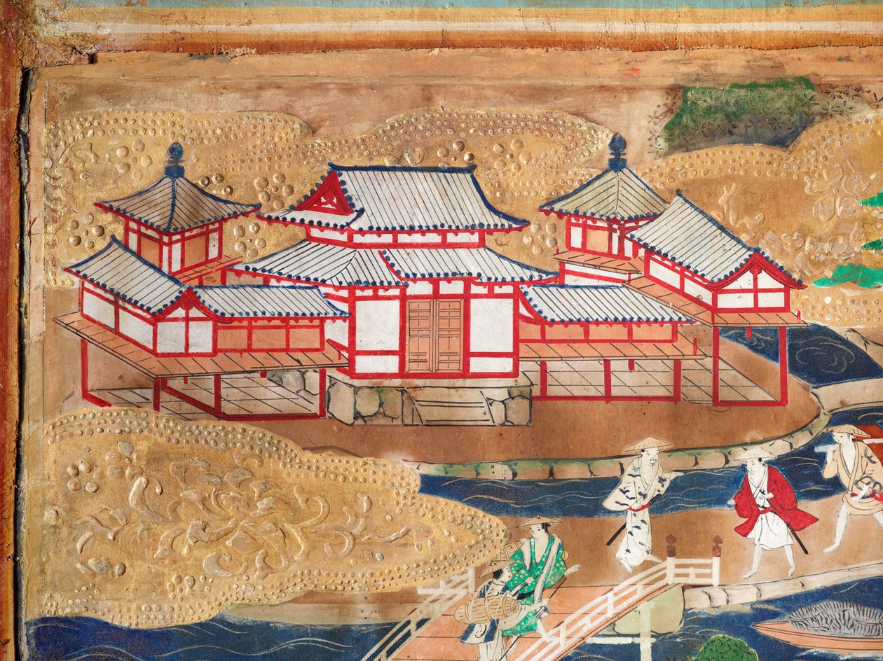 Osakazu Byobu - japán nyolctáblás hajtogatott paraván (festmény) alkotó: Japanese School