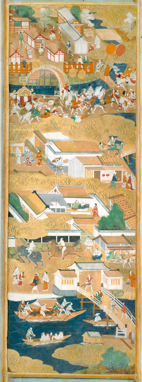 Osakazu Byobu - japán nyolctáblás hajtogatott paraván (festmény) alkotó: Japanese School